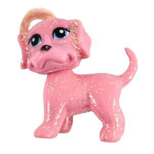 Mattel Polly Pocket Glitz & Glam Pets HTF Pink Glitter Puppy Dog with Hair Rare